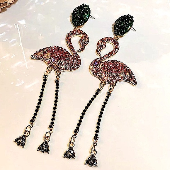 Flamingo Crystal Zircon Earrings - Picture 2 of 5